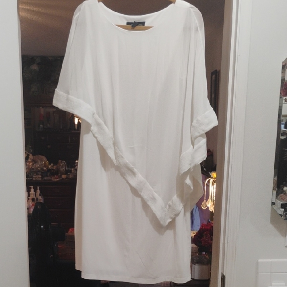 Midnight Velvet White Mini Poncho Dress